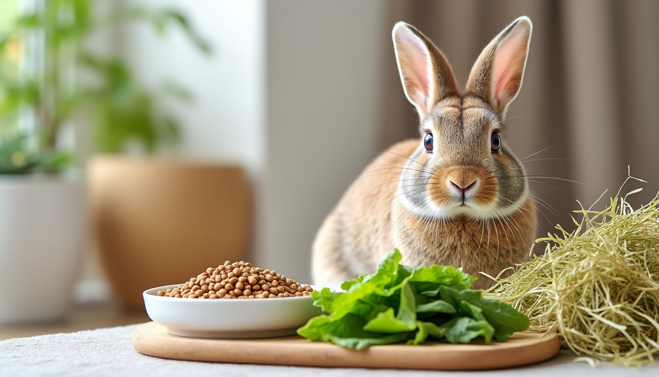 Foin, granulés et verdure : les proportions pour un lapin